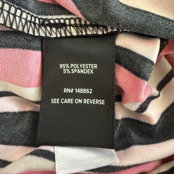 Torrid, NWT, Sz 00/Med/10 Studio Knit Surplice Tie Back Pink Stripe Jumpsuit - Picture 5 of 10